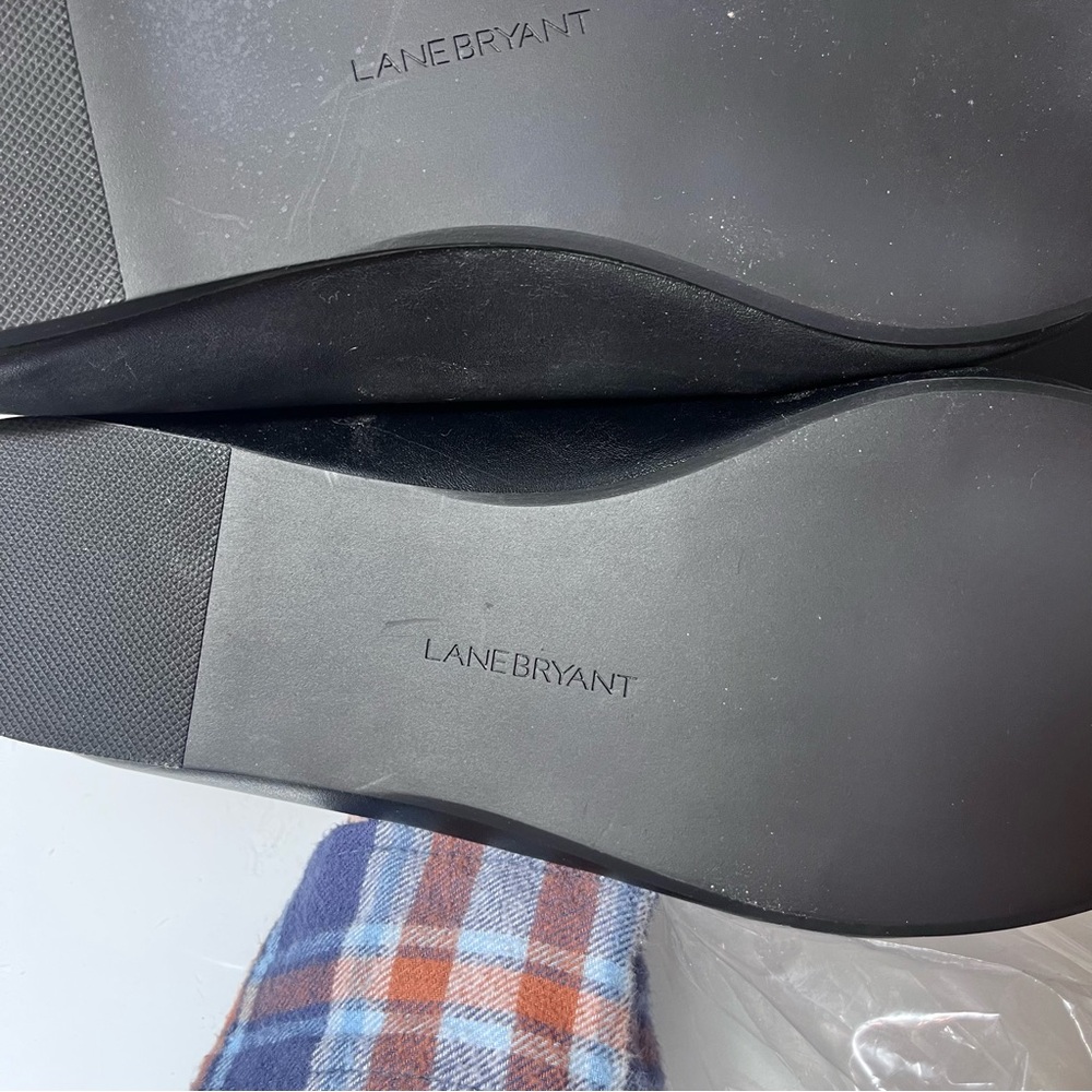 Lane Bryant Black Pointed Toe Dream Cloud Ballet Flats Faux Leather Size 10W New - Picture 7 of 11